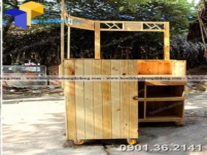 Nhận sản xuất xe gỗ palet bán cà phê tại xưởng Thiên Phúc