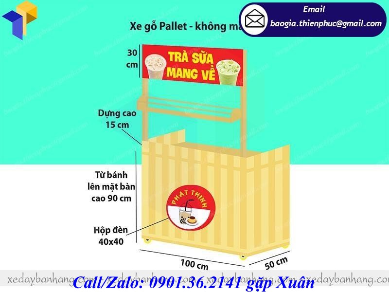 tủ gỗ bán trà sữa