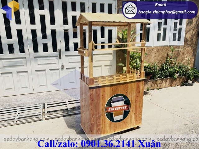 tủ gỗ bán cà phê lưu động