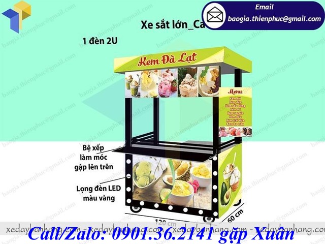 xe đẩy bán kem bơ giá rẻ