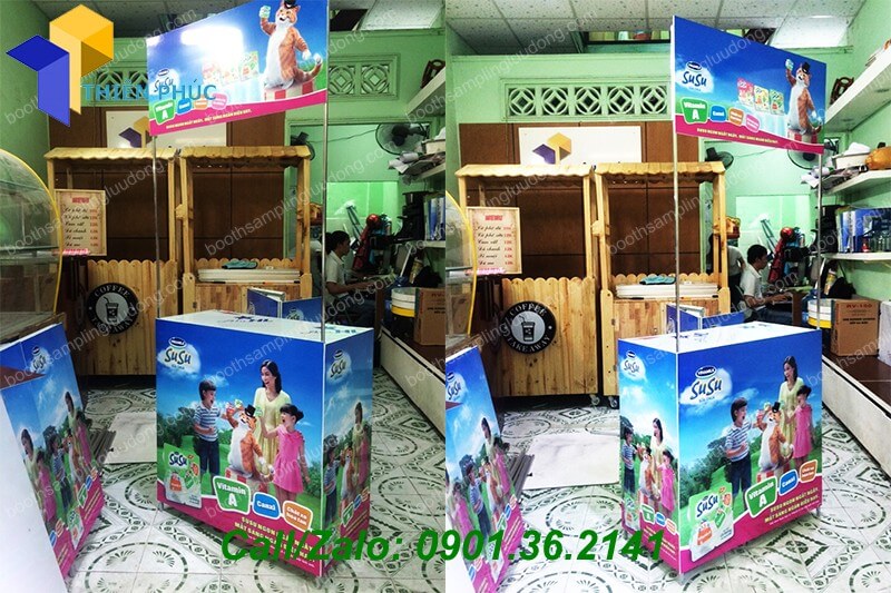 nhan lam booth ban hang lap rap gia re