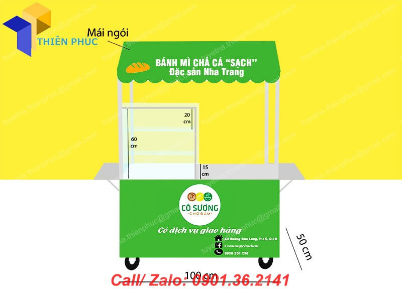 xe ban banh mi cha ca bang inox