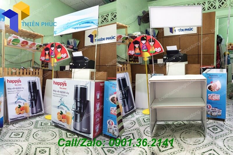 chuyen nhan san xuat quay booth ban hang bang sat