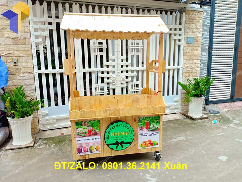 xe ban tra sua bang go thong palet