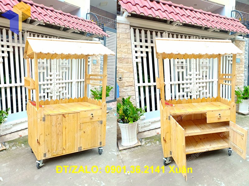 xe ban tra sua bang go