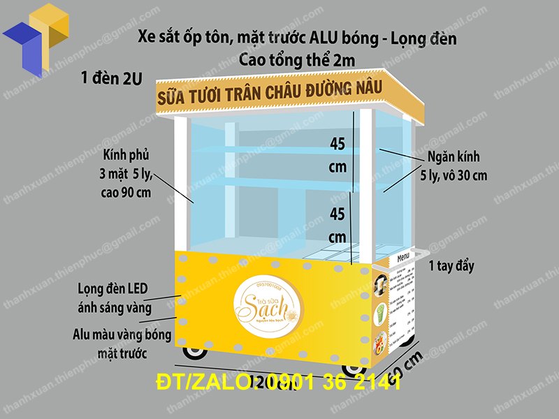 Xe bán sữa tươi trân châu đường nâu