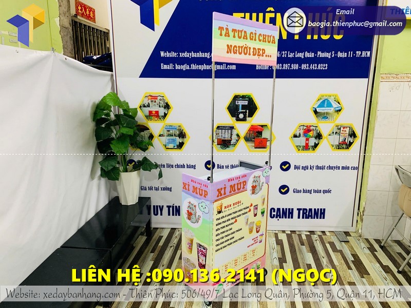 xe bán trà sữa gấp gọn